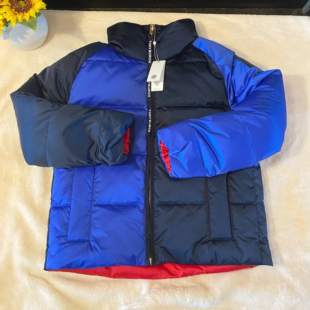 Tory Burch Reversible Color Block Puffer Jacket